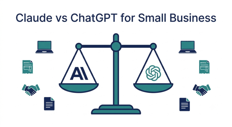 Claude vs ChatGPT comparison for small business owners showing key decision factors