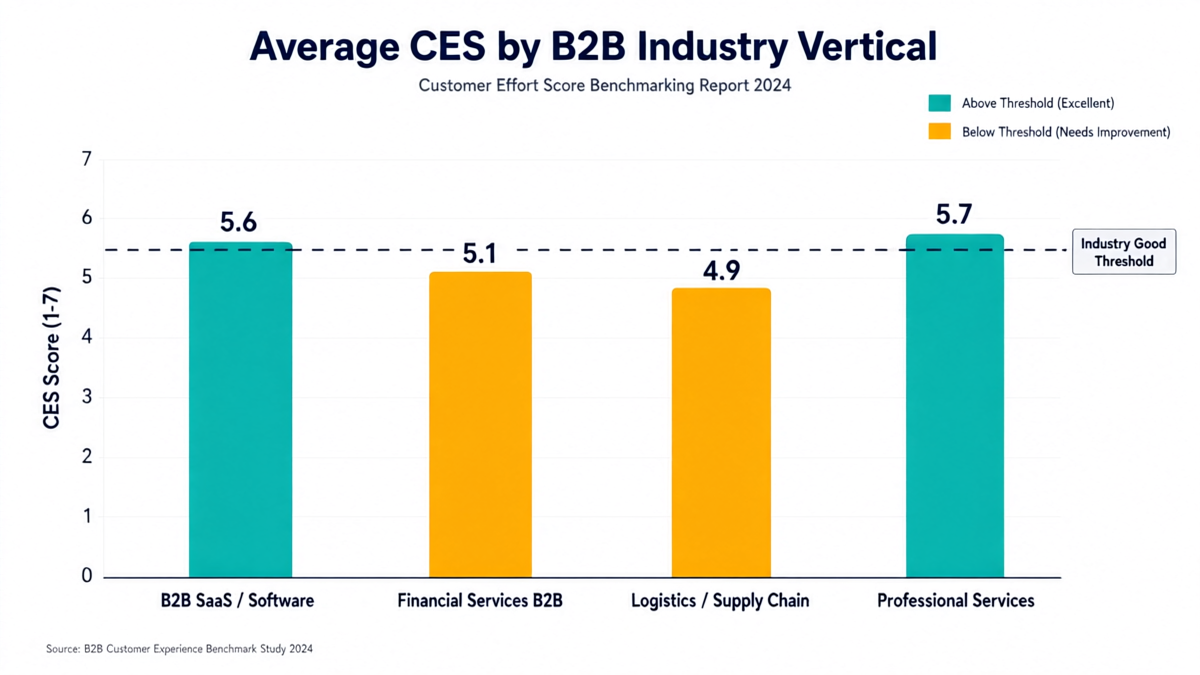 Average CES by B2B industry vertical bar chart