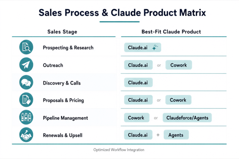 Claude AI sales use cases for small business mapped to each stage of the sales cycle