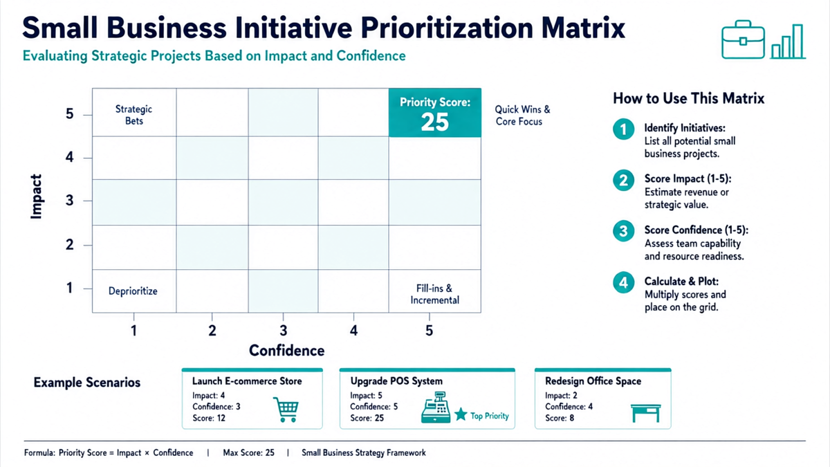 Small business swot analysis prioritization scoring matrix example